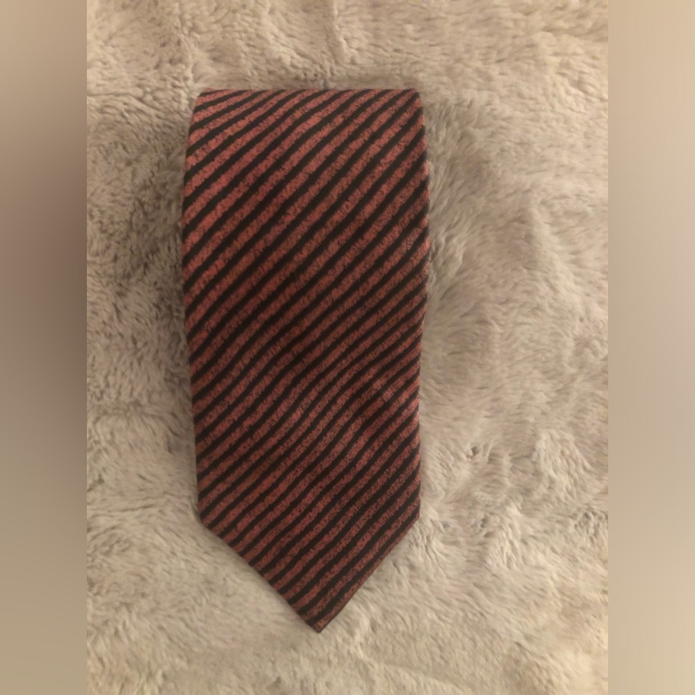 Pierre Balmain Black and Red Diagonal Stripe Tie